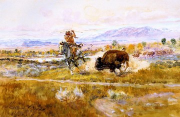 kämpfendes Fleisch 1925 Charles Marion Russell Indianer Ölgemälde